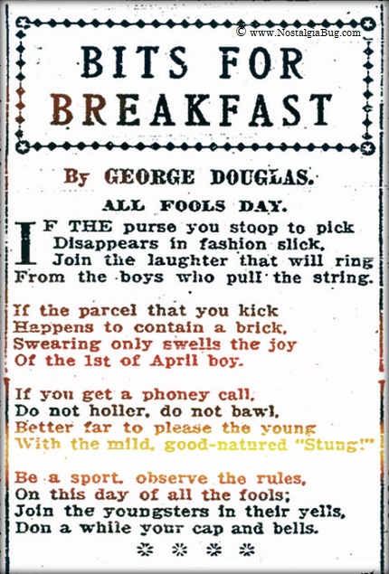 All Fools Day Poetry year 1915